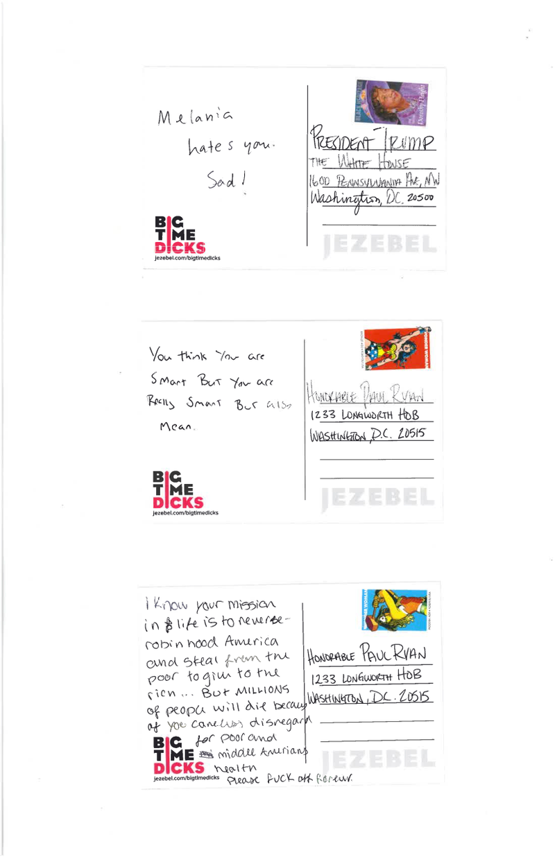 Illustration for article titled POST CARDS TO BIG TIME DICKS